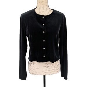 CRIMSON by Laurence Kurtz Jacket Top Black Velvet-Rhinestone Buttons-Whimsy Goth